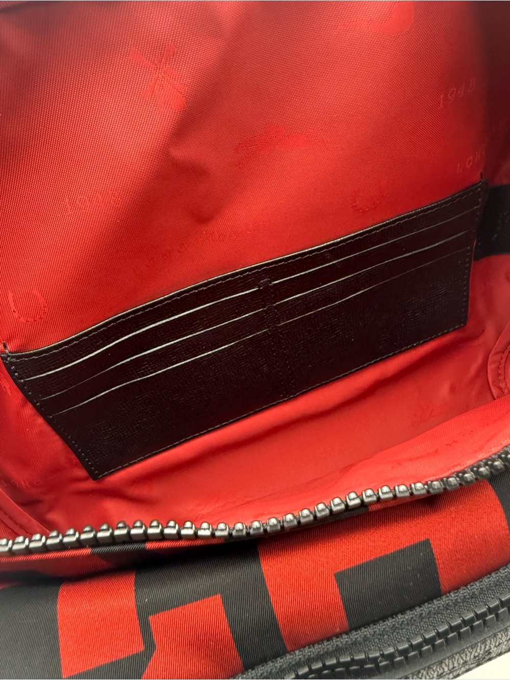 Longchamp Red and Black Logo-Print Belt Bag - Picture 9 of 13